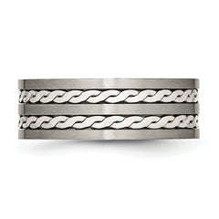 Titanium Antiqued and Brushed with Sterling Silver Braided Inlay 8mm Band