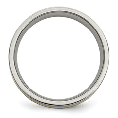 Titanium Brushed with 14k Gold Inlay 6mm Flat Band