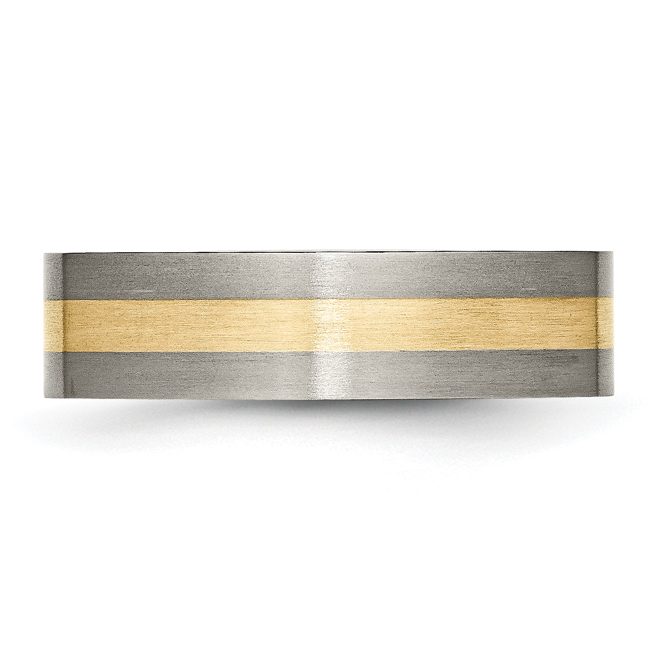 Titanium Brushed with 14k Gold Inlay 6mm Flat Band