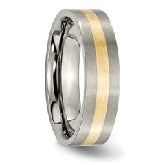 Titanium Brushed with 14k Gold Inlay 6mm Flat Band