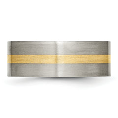 Titanium Brushed with 14k Gold Inlay 8mm Flat Band