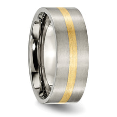 Titanium Brushed with 14k Gold Inlay 8mm Flat Band