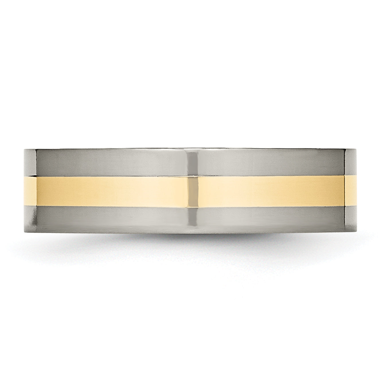 Titanium Polished with 14k Gold Inlay 6mm Flat Band