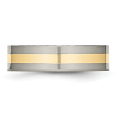 Titanium Polished with 14k Gold Inlay 6mm Flat Band