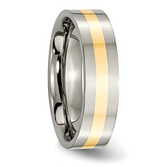 Titanium Polished with 14k Gold Inlay 6mm Flat Band