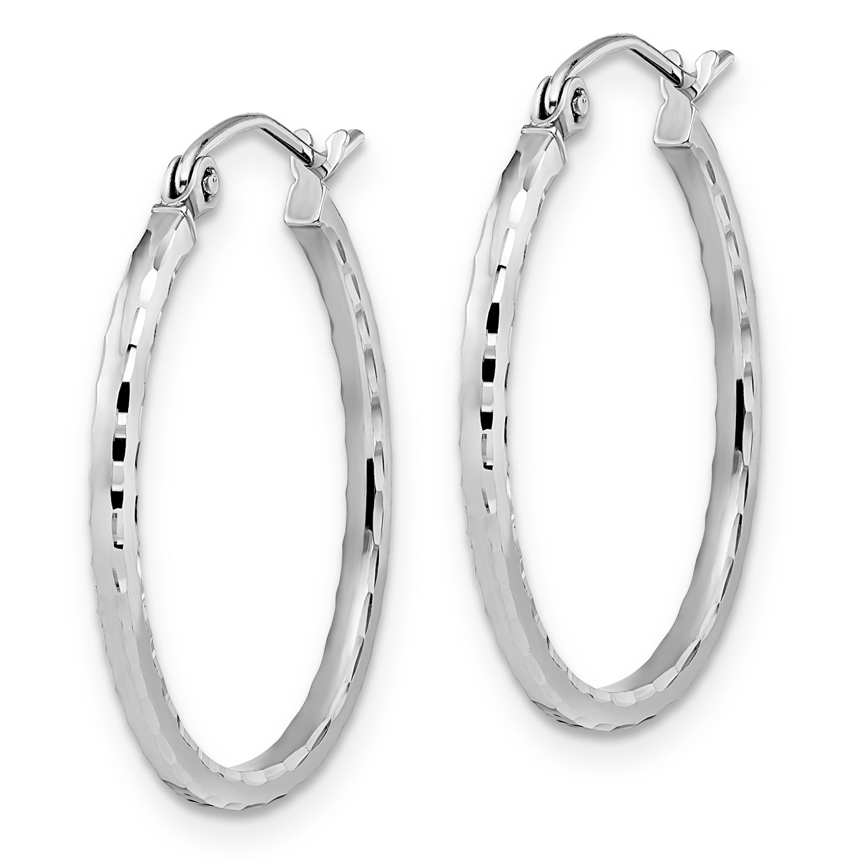 10K White Gold D/C Hinged Hoop Earrings