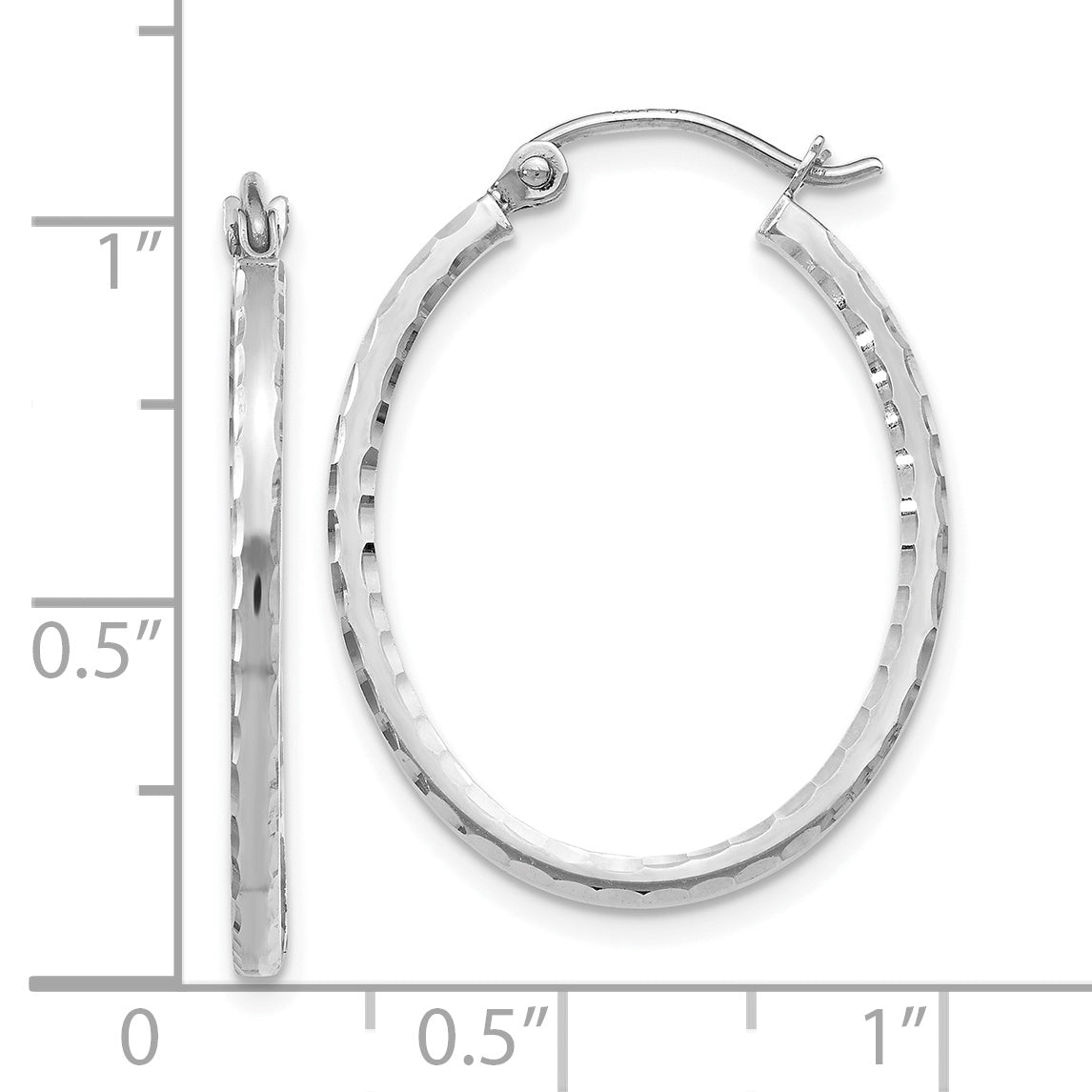 10K White Gold D/C Hinged Hoop Earrings