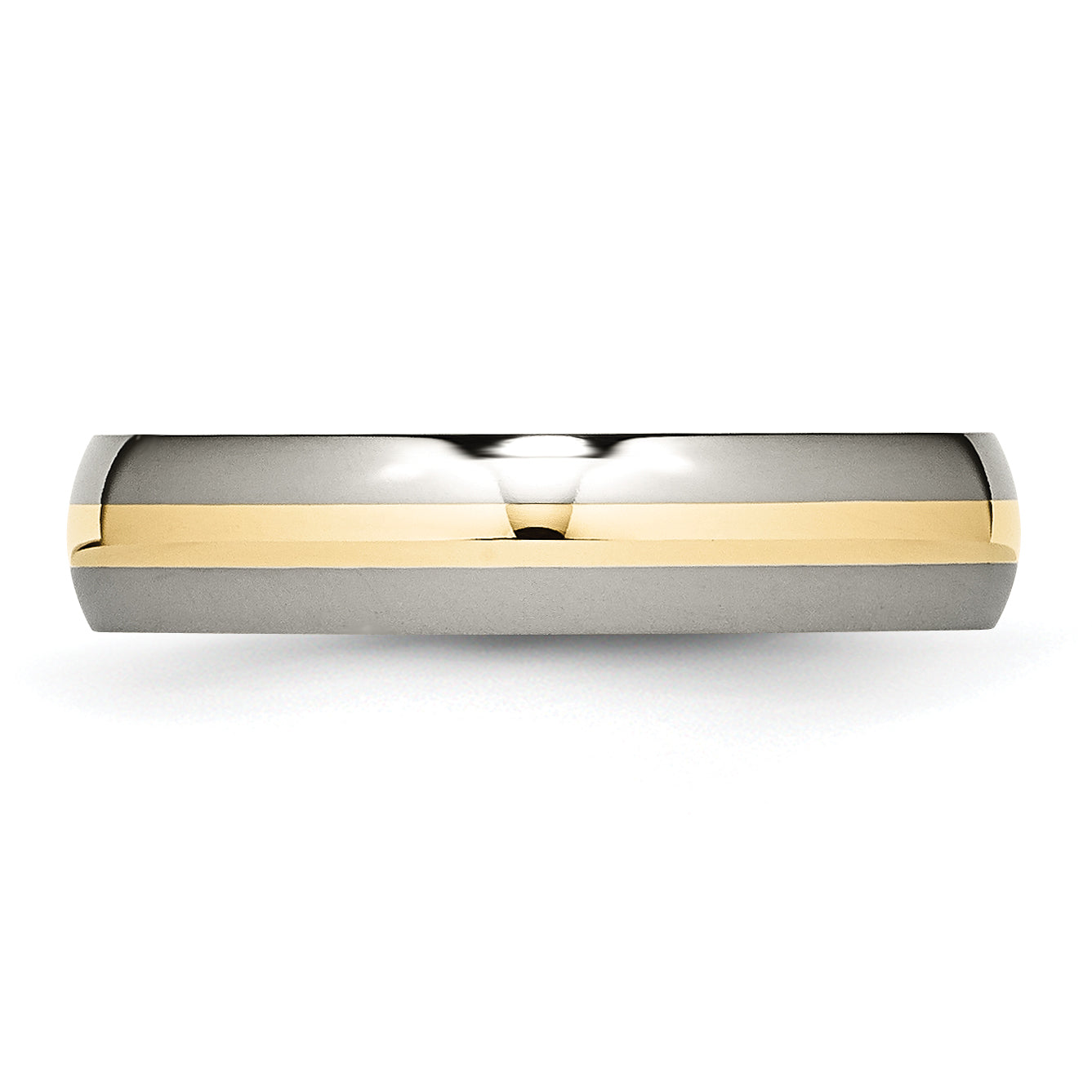 Titanium 14k Gold Inlay 5mm Band with Engravable Polished Finish Unisex Elegance by Sophia Jewelers