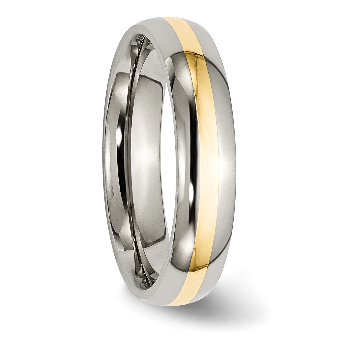 Titanium Polished with 14k Gold Inlay 5mm Band