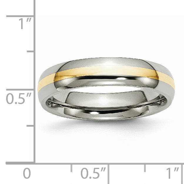 Titanium Polished with 14k Gold Inlay 5mm Band