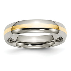 Titanium Polished with 14k Gold Inlay 5mm Band