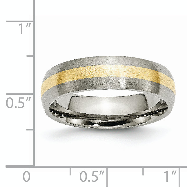 Titanium Brushed with 14k Gold Inlay 6mm Band