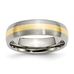 Titanium Brushed with 14k Gold Inlay 6mm Band