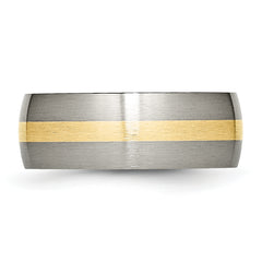 Titanium Brushed with 14k Gold Inlay 8mm Band