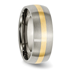 Titanium Brushed with 14k Gold Inlay 8mm Band