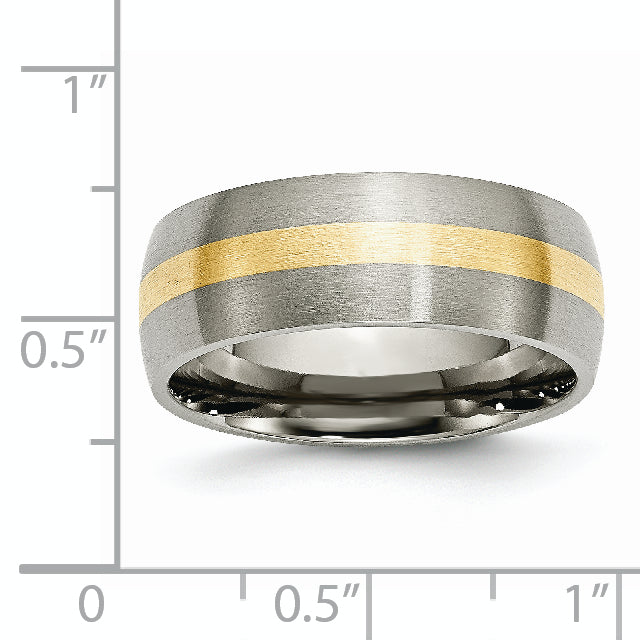 Titanium Brushed with 14k Gold Inlay 8mm Band