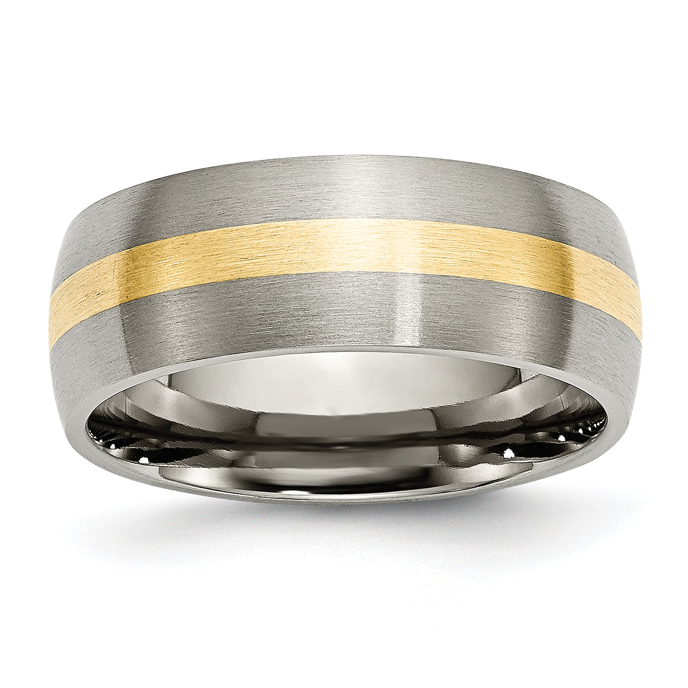 Titanium Brushed with 14k Gold Inlay 8mm Band