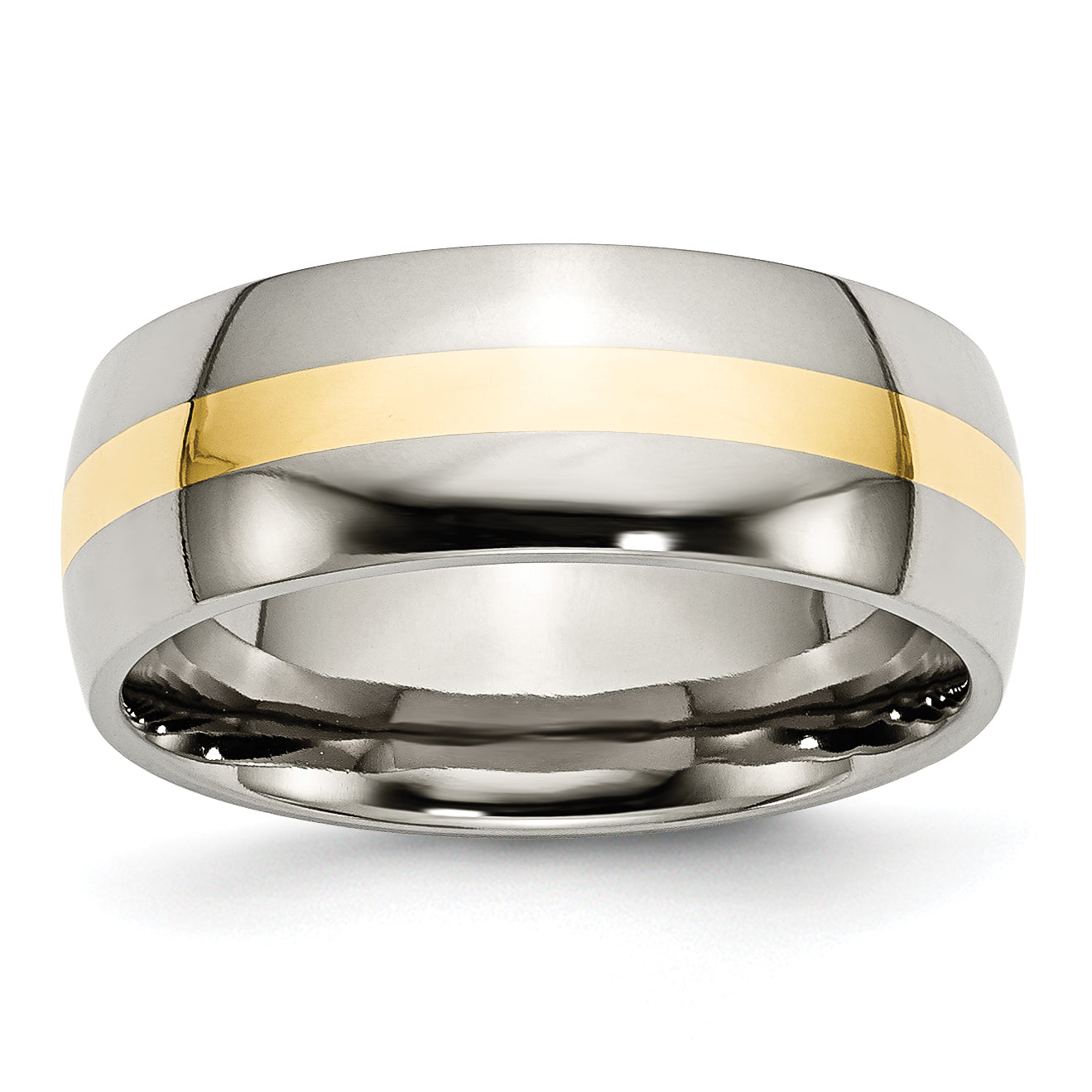 Titanium Polished with 14k Gold Inlay 8mm Band