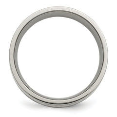 Titanium Polished With14k Yellow Inlay 8mm Flat Band