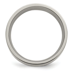 Titanium Polished With14k Yellow Inlay 8mm Flat Band