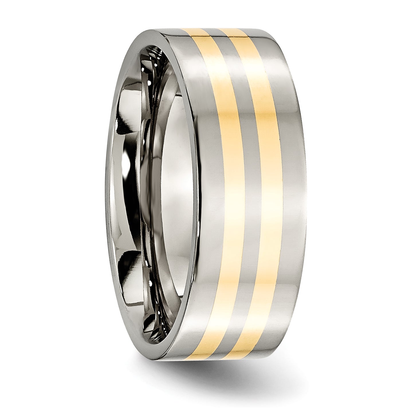 Titanium 14K Gold Inlay Wedding Band Unisex Polished Engravable