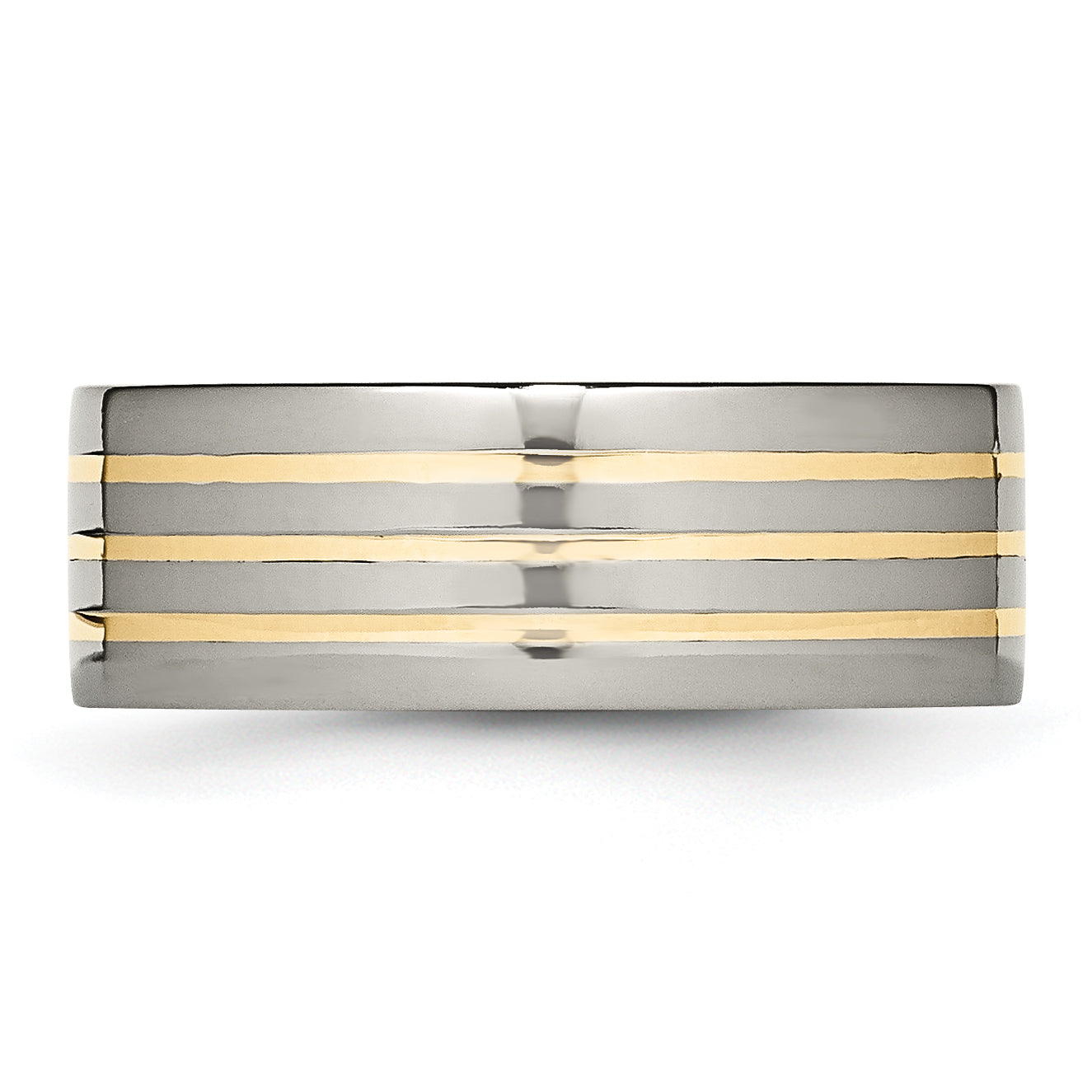 Titanium 14K Gold Inlay Unisex Wedding Band, Engravable & Polished