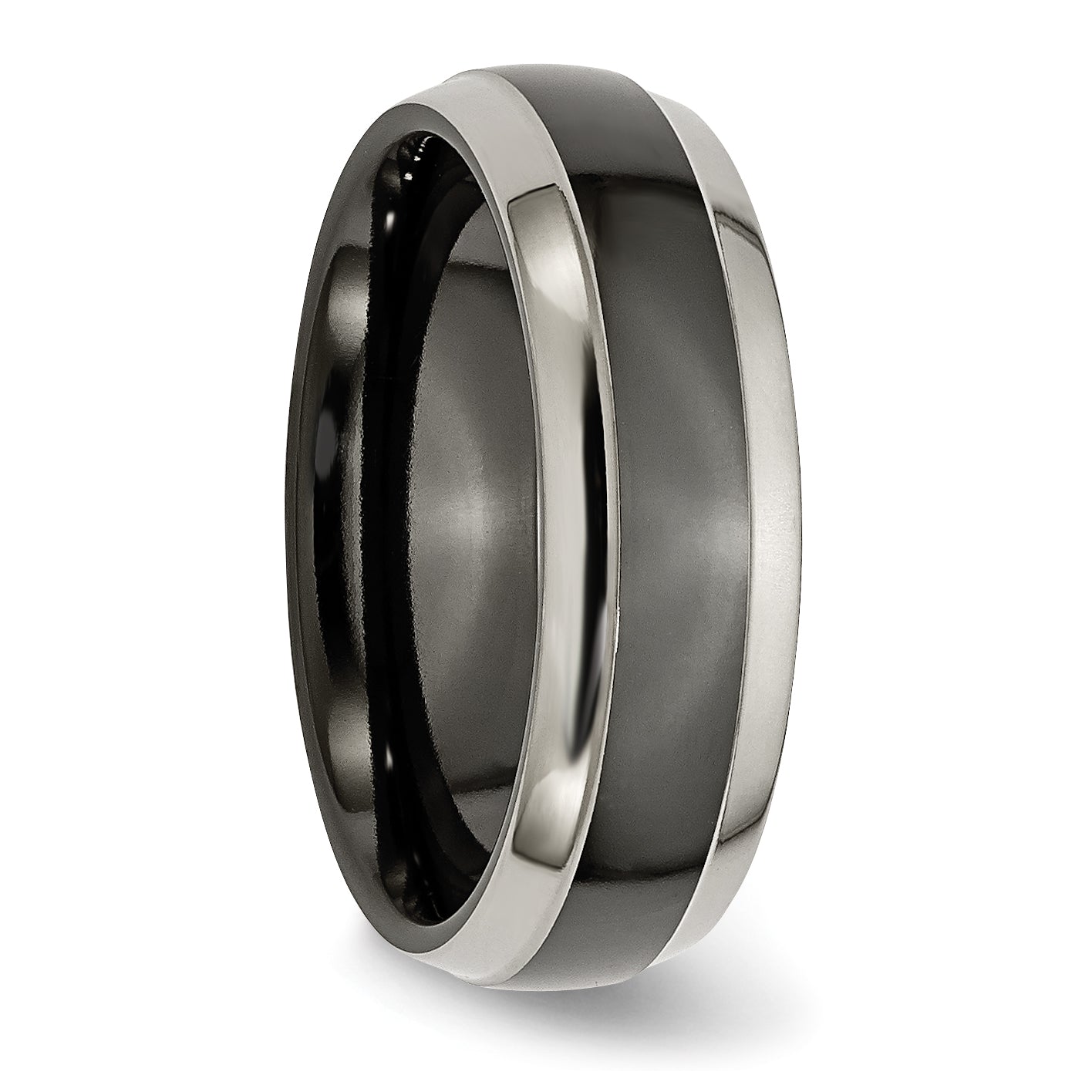 Titanium Grey and Black Ti Polished 7mm Band