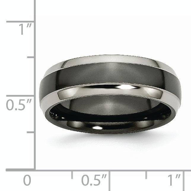 Titanium Grey and Black Ti Polished 7mm Band