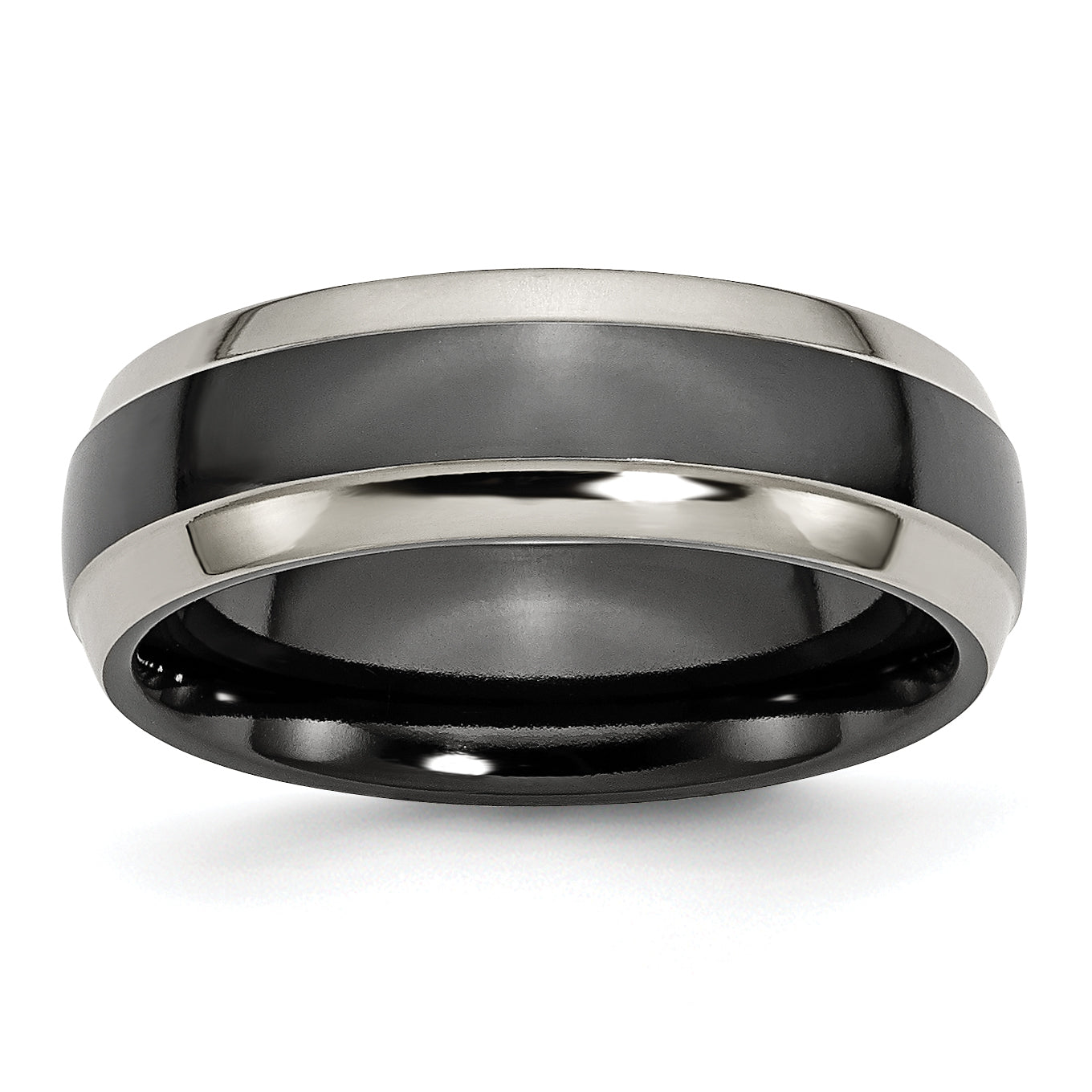 Titanium Grey and Black Ti Polished 7mm Band