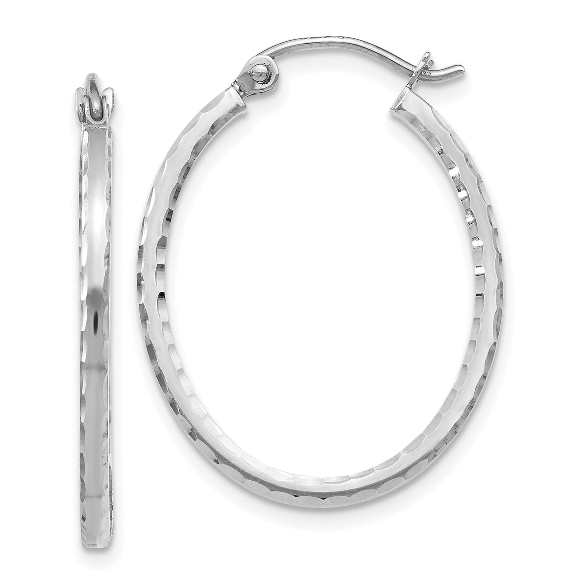 10K White Gold D/C Hinged Hoop Earrings