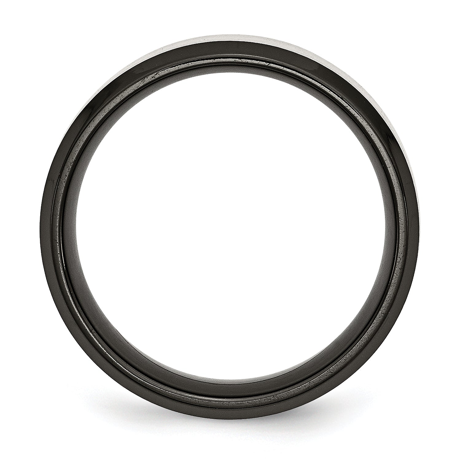 Titanium Brushed Center Black IP-plated 8mm Beveled Edge Band