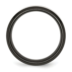 Titanium Brushed Center Black IP-plated 8mm Beveled Edge Band