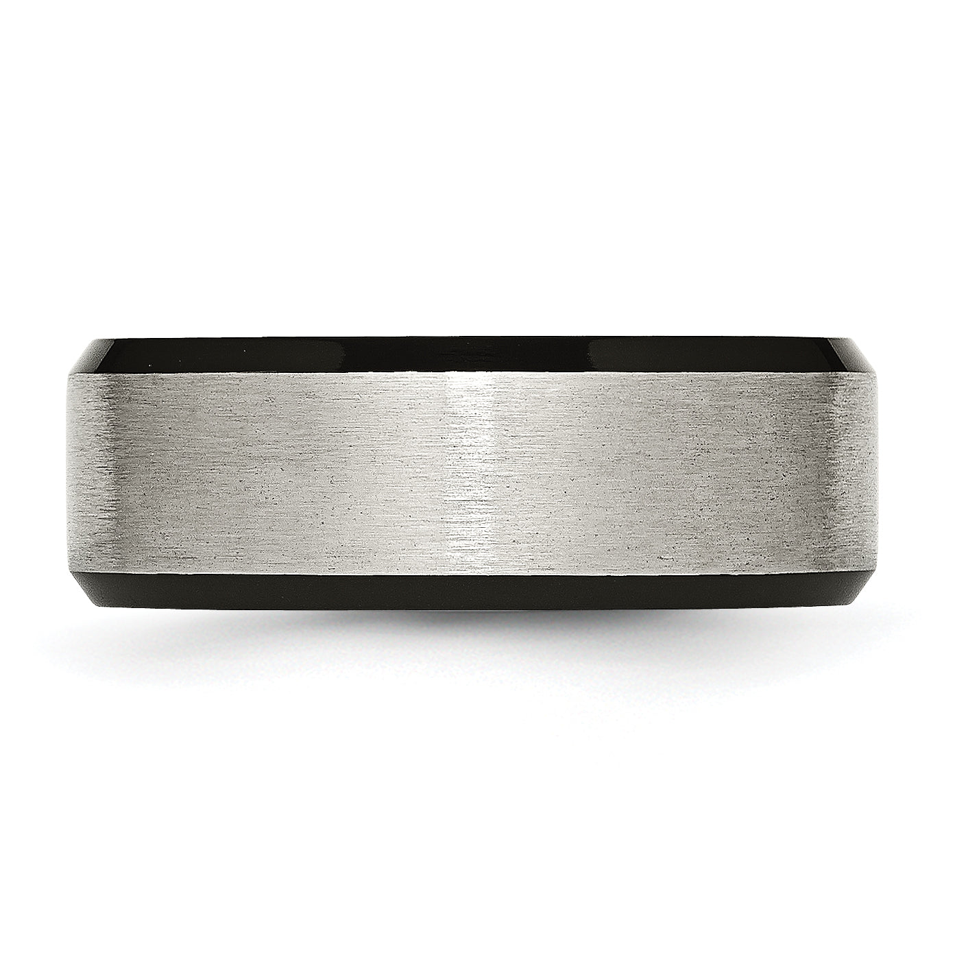 Titanium Brushed Center Black IP-plated 8mm Beveled Edge Band