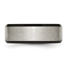 Titanium Brushed Center Black IP-plated 8mm Beveled Edge Band