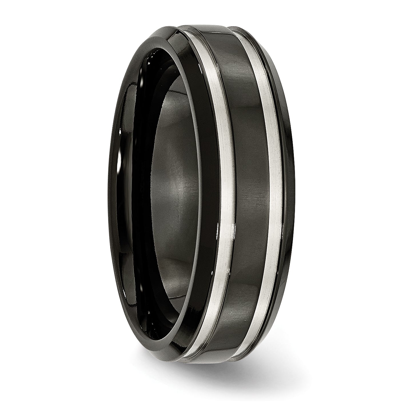 Unisex Titanium Wedding Band with Engravable Black IP-Plating