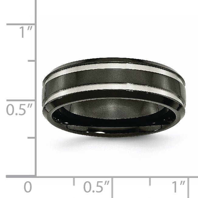 Unisex Titanium Wedding Band with Engravable Black IP-Plating