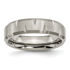 Titanium Brushed 6mm Beveled Edge Notched Band