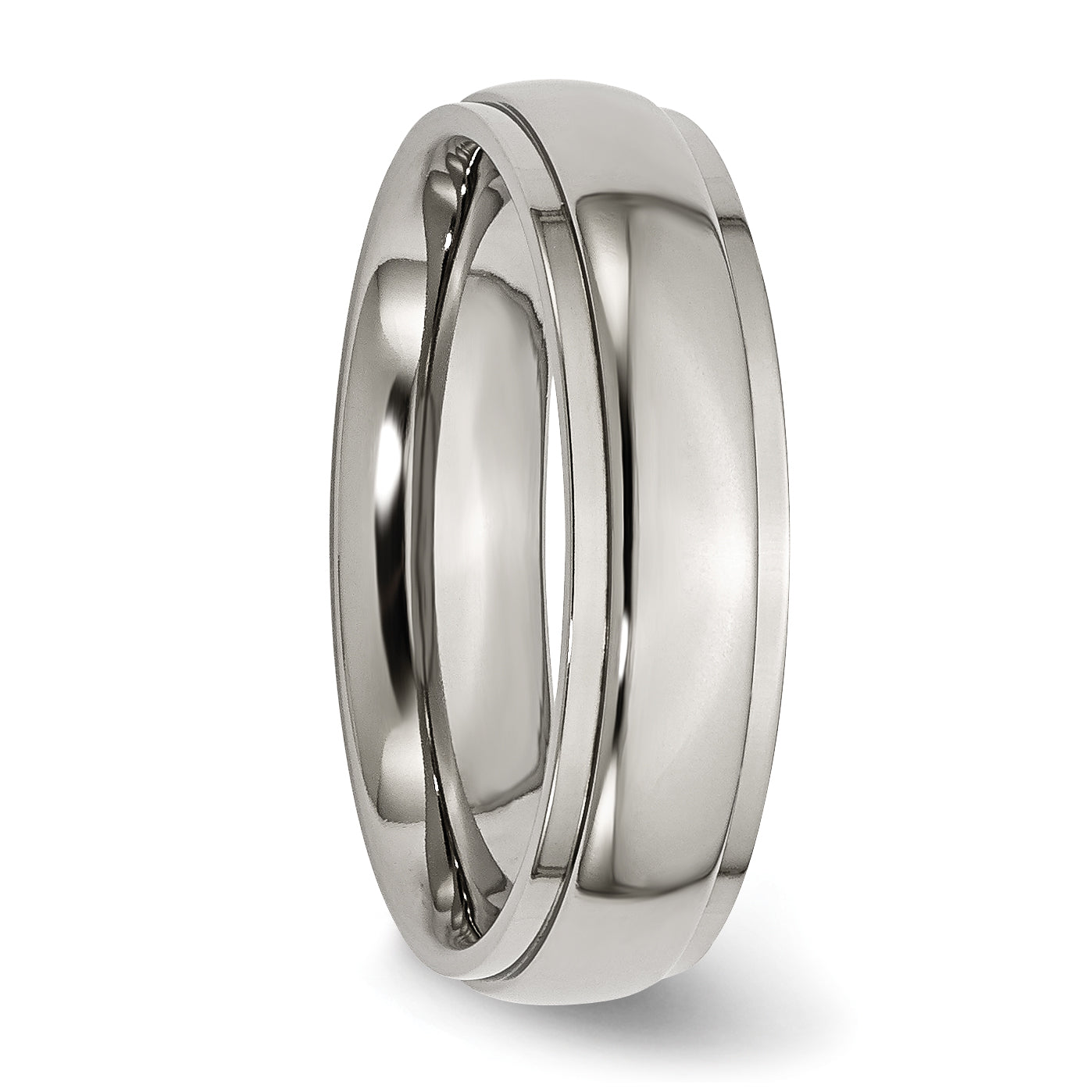 Titanium Polished 6mm Ridged Edge Band