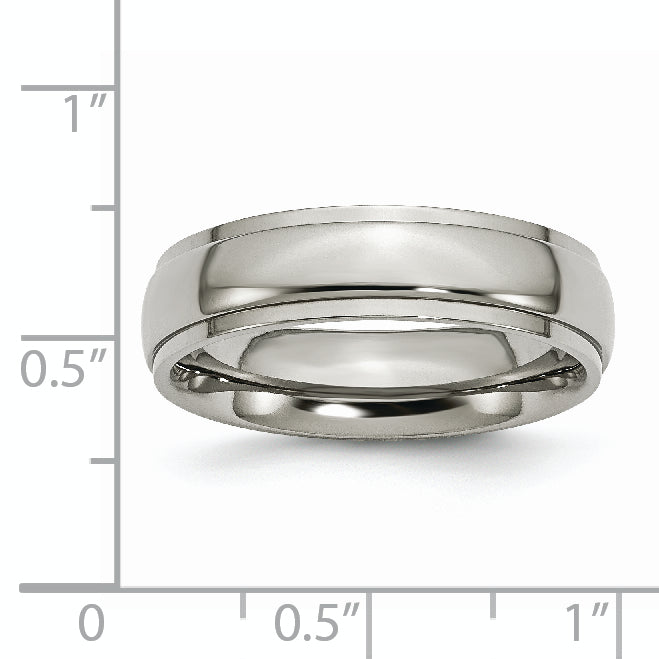 Titanium Polished 6mm Ridged Edge Band