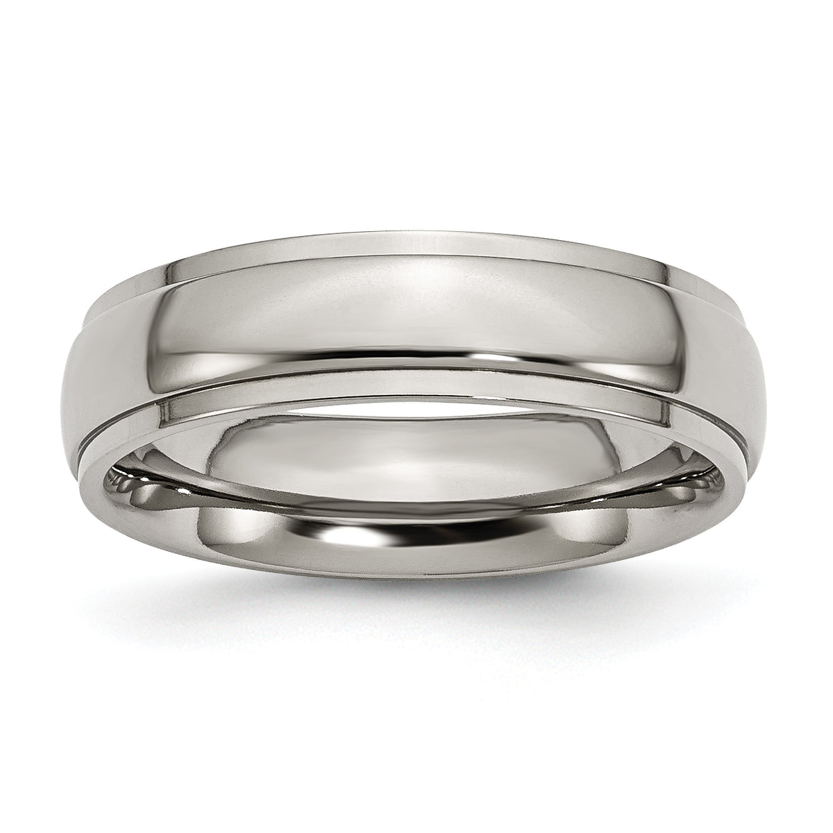 Titanium Polished 6mm Ridged Edge Band