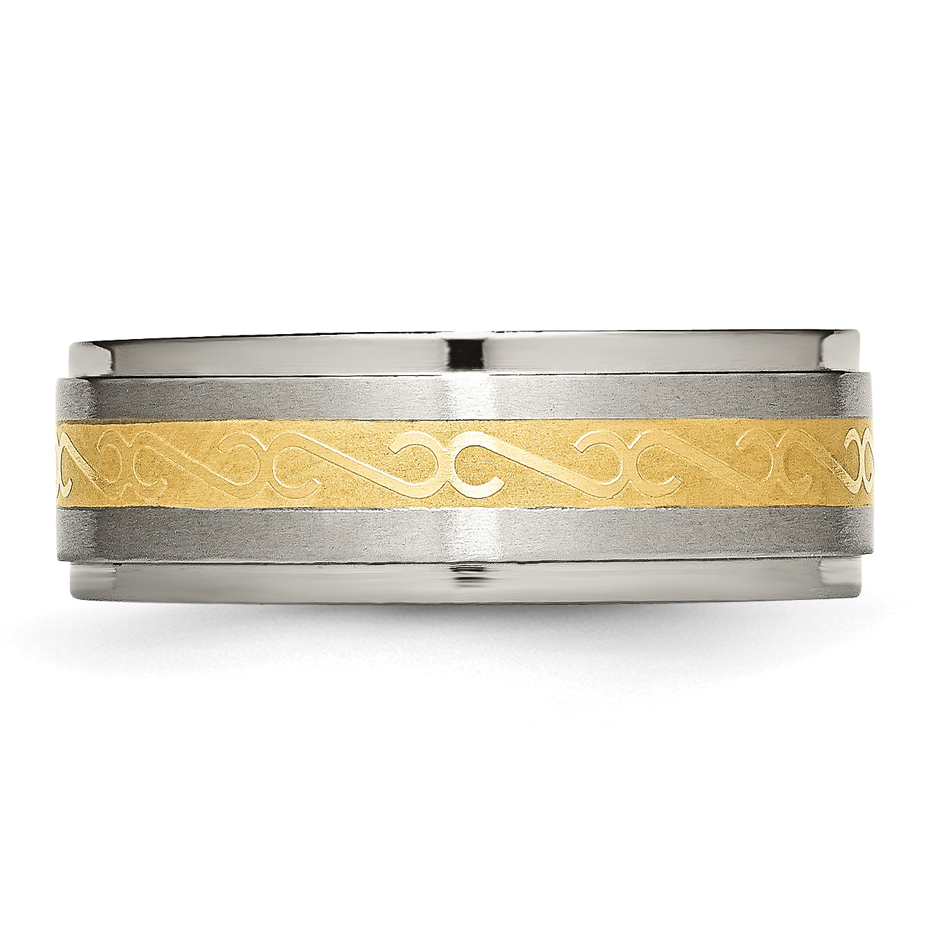 Sophia Jewelers Unisex Titanium Wedding Band with Yellow Gold IP Finish