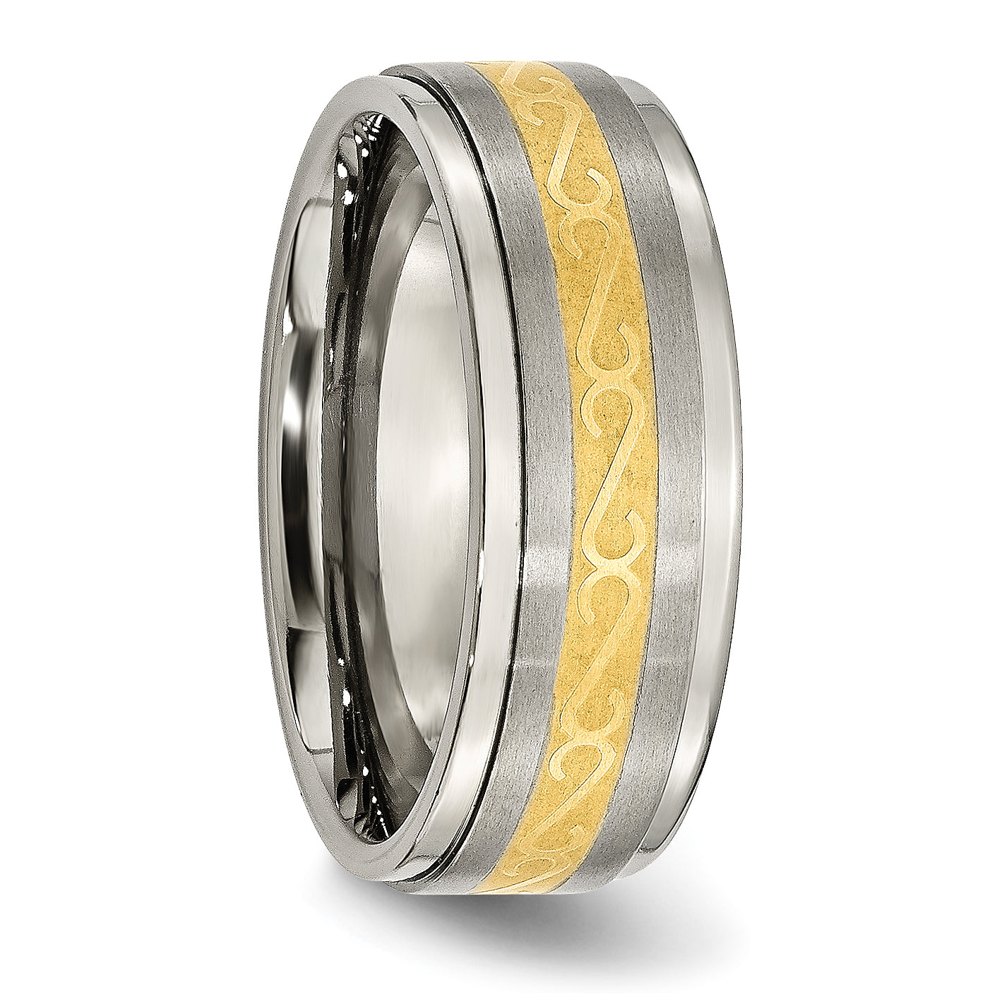 Sophia Jewelers Unisex Titanium Wedding Band with Yellow Gold IP Finish