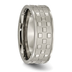 Titanium 8mm Unisex Polished Checkered Wedding Band Engravable