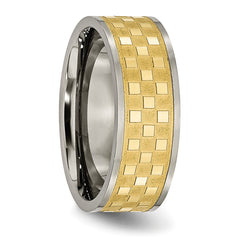 Sophia Jewelers Titanium Unisex Wedding Band with Yellow Satin Finish