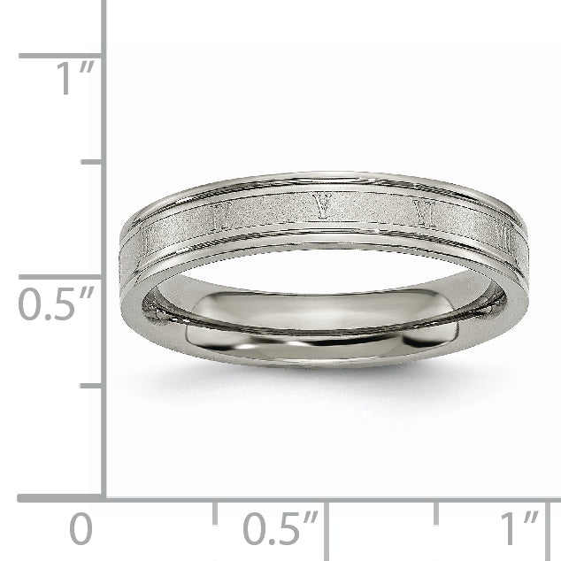 Titanium Brushed Center 4mm Roman Numerals Band