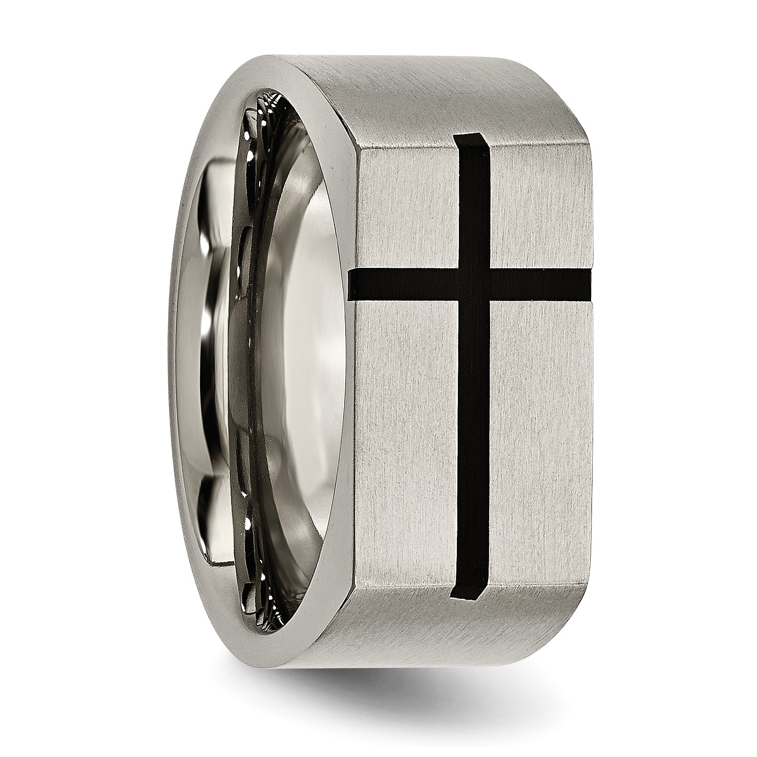 Sophia Jewelers Titanium Unisex Wedding Band with Black Enamel