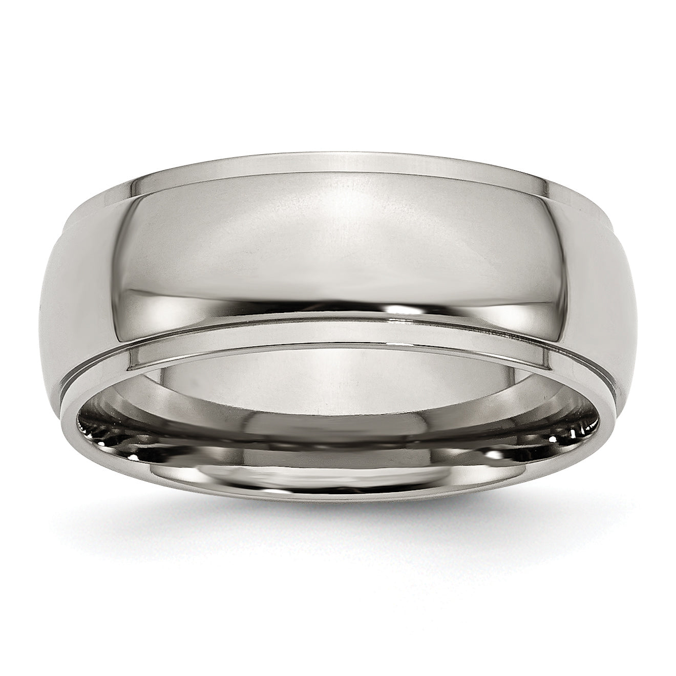 Titanium Polished 8mm Ridged Edge Band