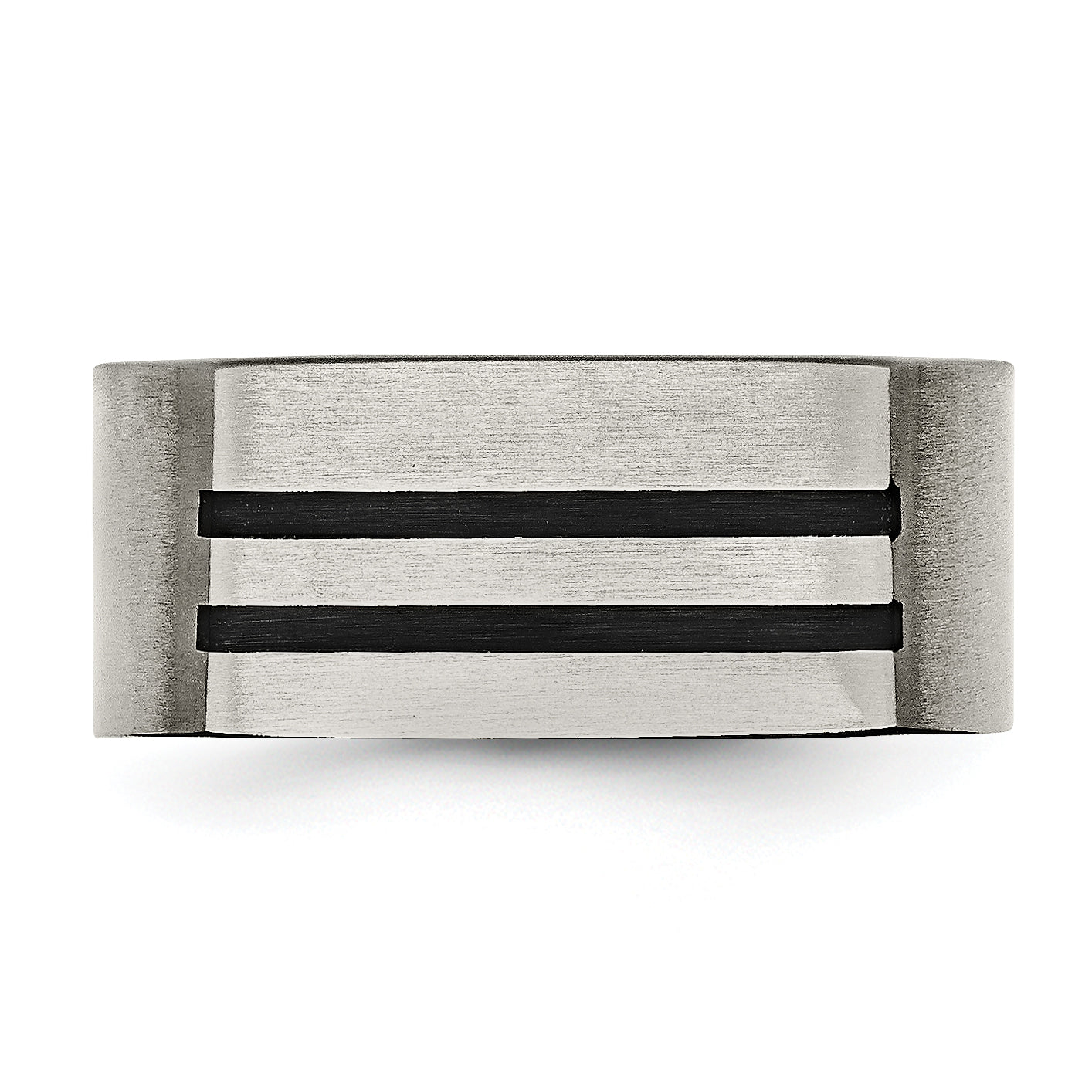 Titanium Brushed Black Enamel Stripes 10mm Band