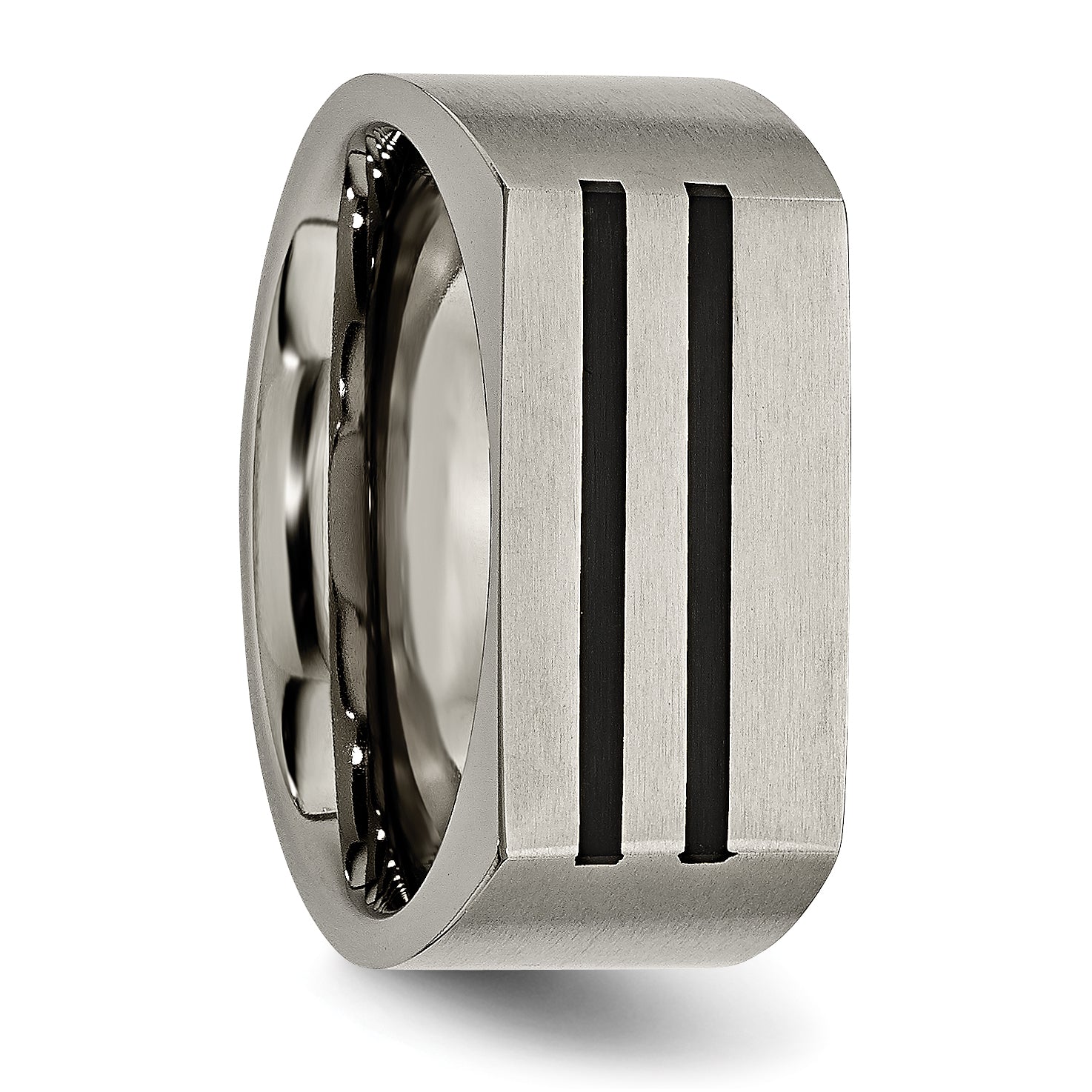 Titanium Brushed Black Enamel Stripes 10mm Band