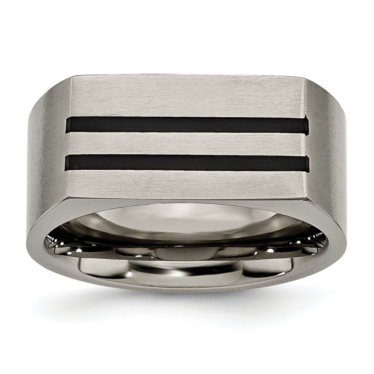 Titanium Brushed Black Enamel Stripes 10mm Band